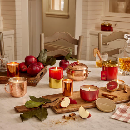 Thymes Simmered Cider Candle - Scented Candle with A Crisp Apple Home Fragrance - Warm &amp; Spicy Scented Candle with Notes of Apple, Clove, and Cardamom - Luxury Home Fragrance - 6.5 Oz