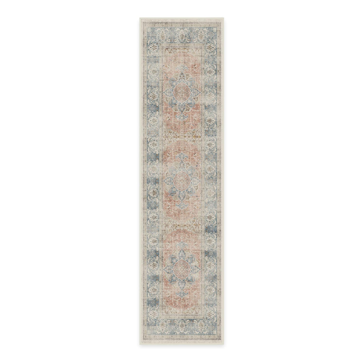 RUGGABLE – Sarrah Blue Quartz – Machine Washable Runner Rug – Pet &amp; Child Friendly – Stain &amp; Water Resistant – Non-Slip – 2.5&
