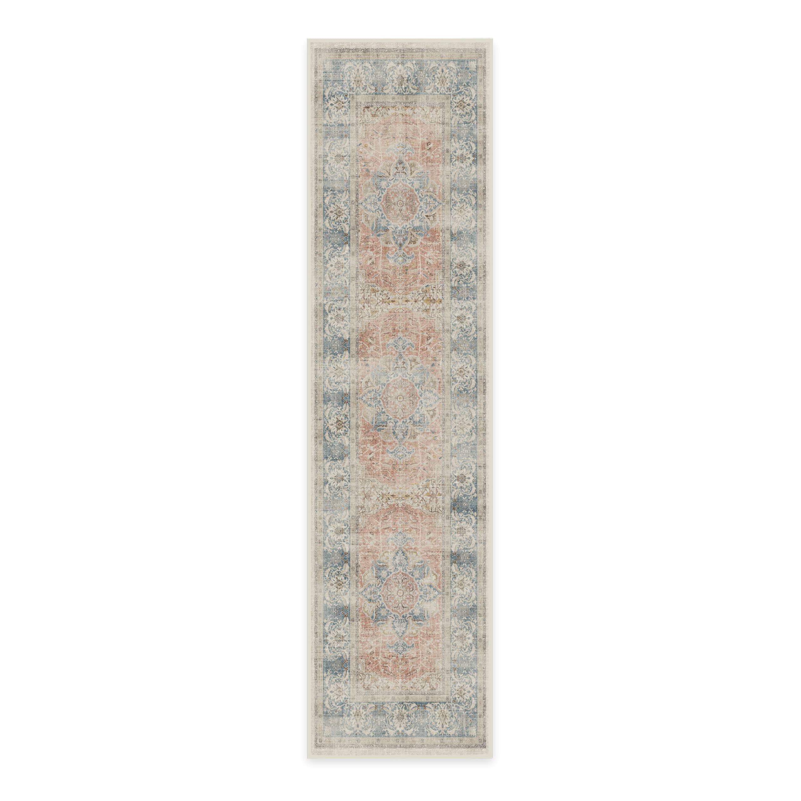 RUGGABLE – Sarrah Blue Quartz – Machine Washable Runner Rug – Pet &amp; Child Friendly – Stain &amp; Water Resistant – Non-Slip – 2.5&