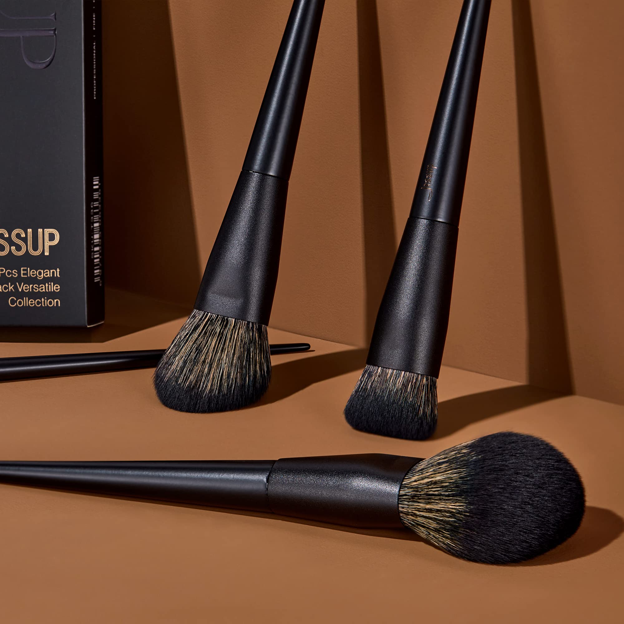 Jessup Makeup Brushes 14Pcs Makeup Brush Set Premium Synthetic Powder Foundation Contour Blush Concealer Eye Shadow Blending Liner Make Up Brush Kit Light Grey T329