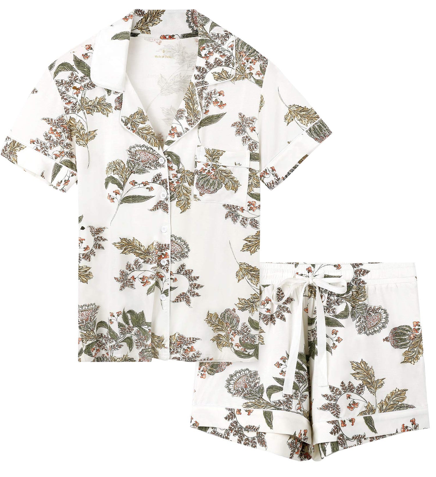 Senert Pajamas Set For Women Short Sleeve Sleepwear Soft Button Down Pjs Set Nightwear Lounge Sets S-XXL