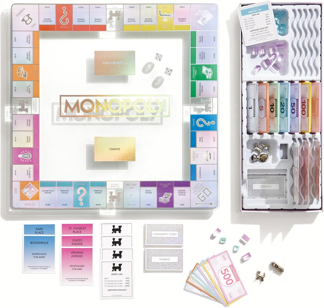 WS Game Company Monopoly Aura Edition with Tempered Glass Game Board