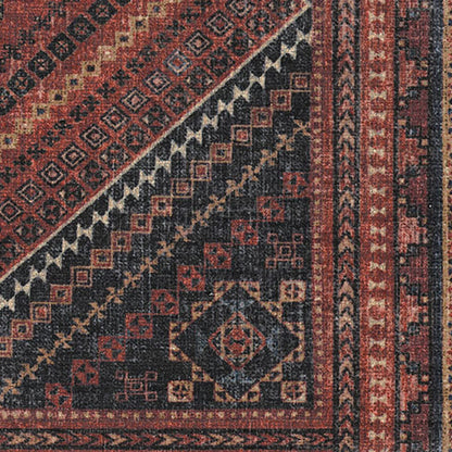 RUGGABLE Kaden Washable Rug - Perfect Vintage Area Rug for Living Room Bedroom Kitchen - Pet &amp; Child Friendly - Stain &amp; Water Resistant - Amber Red 3&