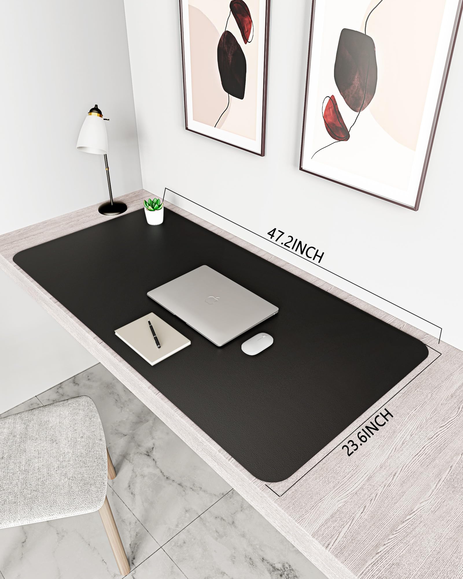 Non-Slip Desk Pad,Mouse Pad,Waterproof PVC Leather Desk Table Protector,Ultra Thin Large Desk Blotter, Easy Clean Laptop Desk Writing Mat for Office Work/Home/Decor(Pink, 23.6&quot; x 13.7&quot;)