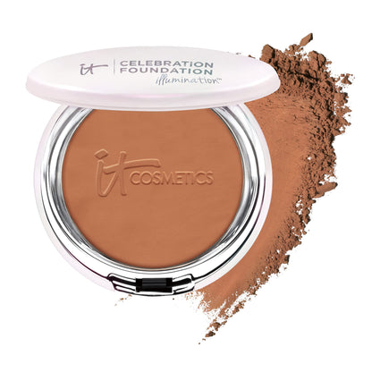 IT Cosmetics Celebration Foundation Illumination - Full-Coverage, Anti-Aging Powder Foundation - Blurs Pores, Wrinkles &amp; Imperfections - 0.3 oz