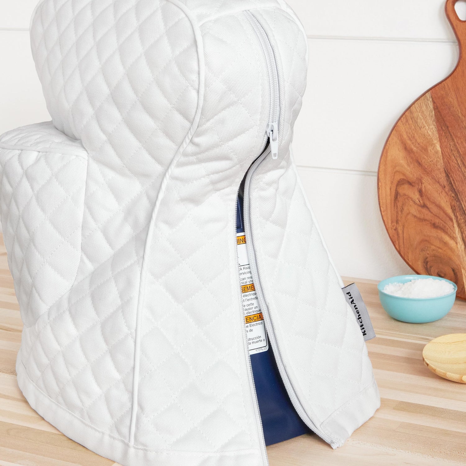 KITCHENAID Fitted Tilt-Head Solid Stand Mixer Cover with Storage Pocket, Quilted 100% Cotton, Milkshake, 14.4&quot;x18&quot;x10&quot;