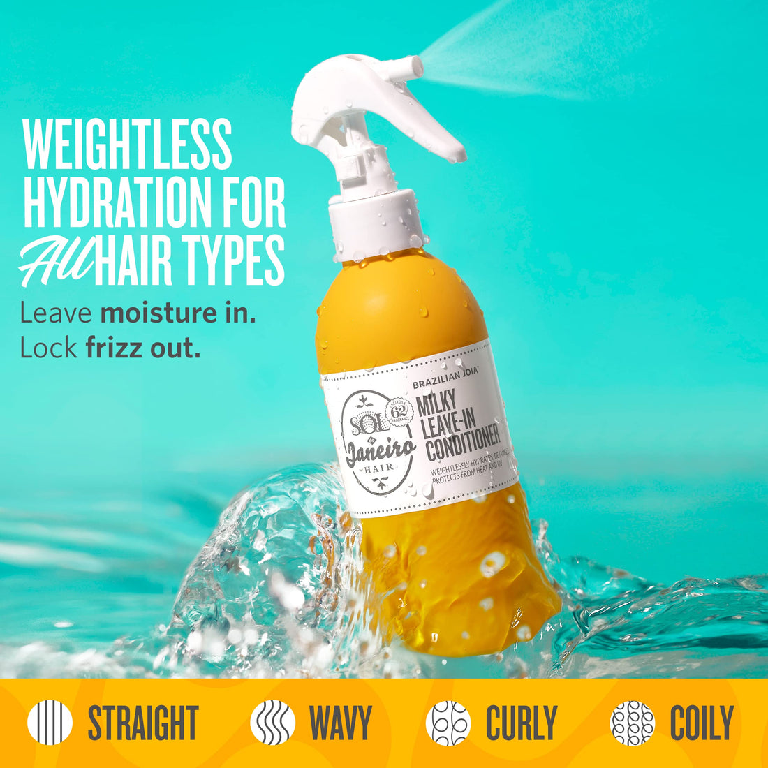 SOL DE JANEIRO Brazilian Milky Leave In Conditioner Spray | Detangler Treatment for Heat Protection and Fighting Frizz | For All Hair Types &amp; Color-Safe | Repairs Damage for Soft Hair 7.1 oz