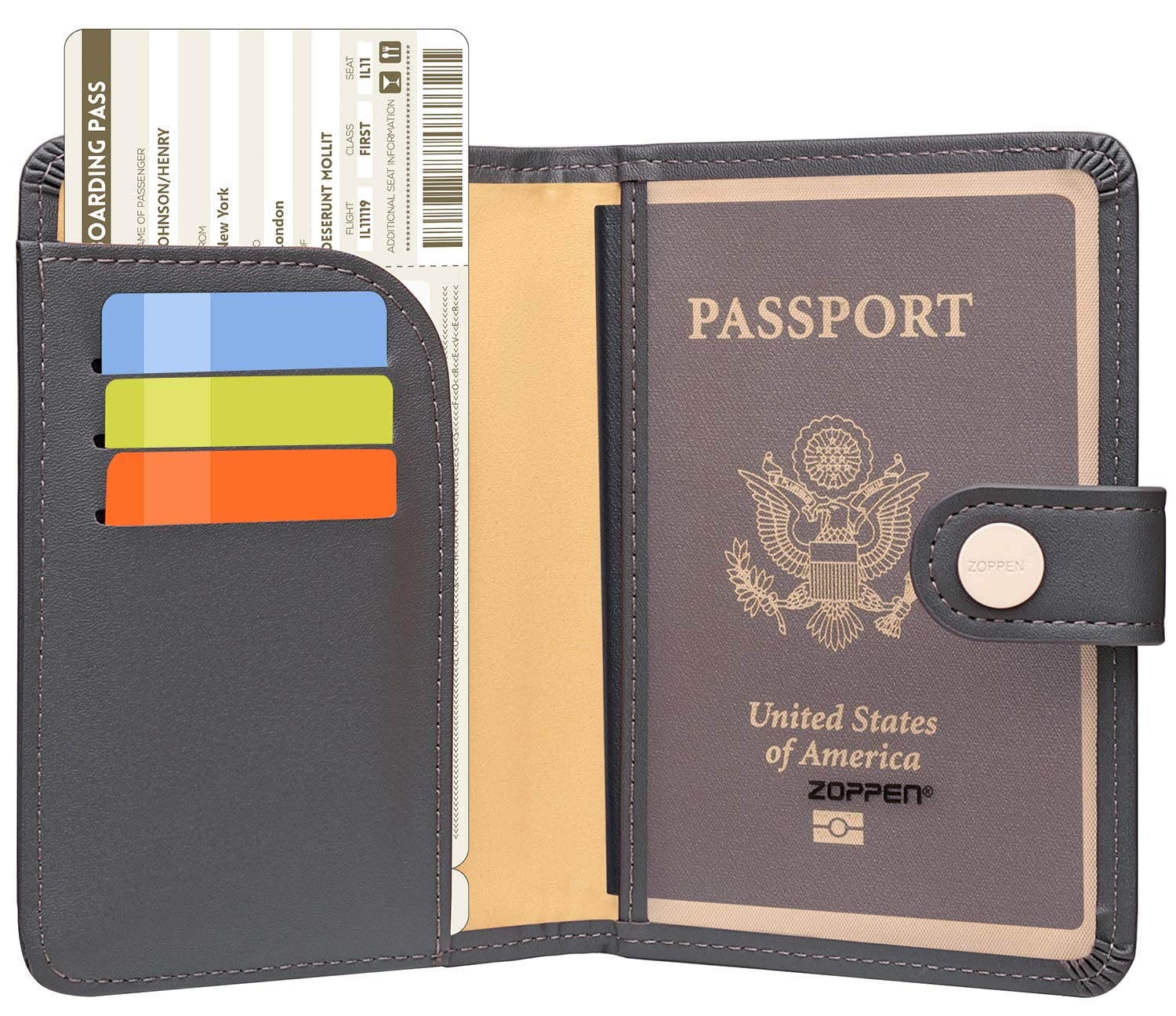 Zoppen RFID Blocking Travel Passport Holder Cadanian Passport Cover Slim Id Card Case (