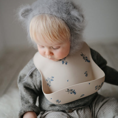 mushie Silicone Baby Bib | Adjustable Fit Waterproof Bibs (Whales)