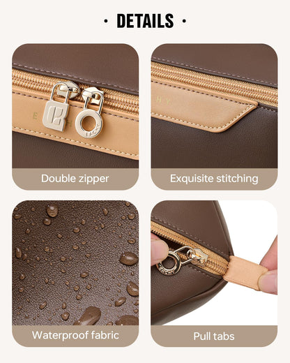EACHY Travel Makeup Bag,Large Capacity Cosmetic Bags for Women,Waterproof Portable Pouch Open Flat Toiletry Bag Make up Organizer with Divider and Handle