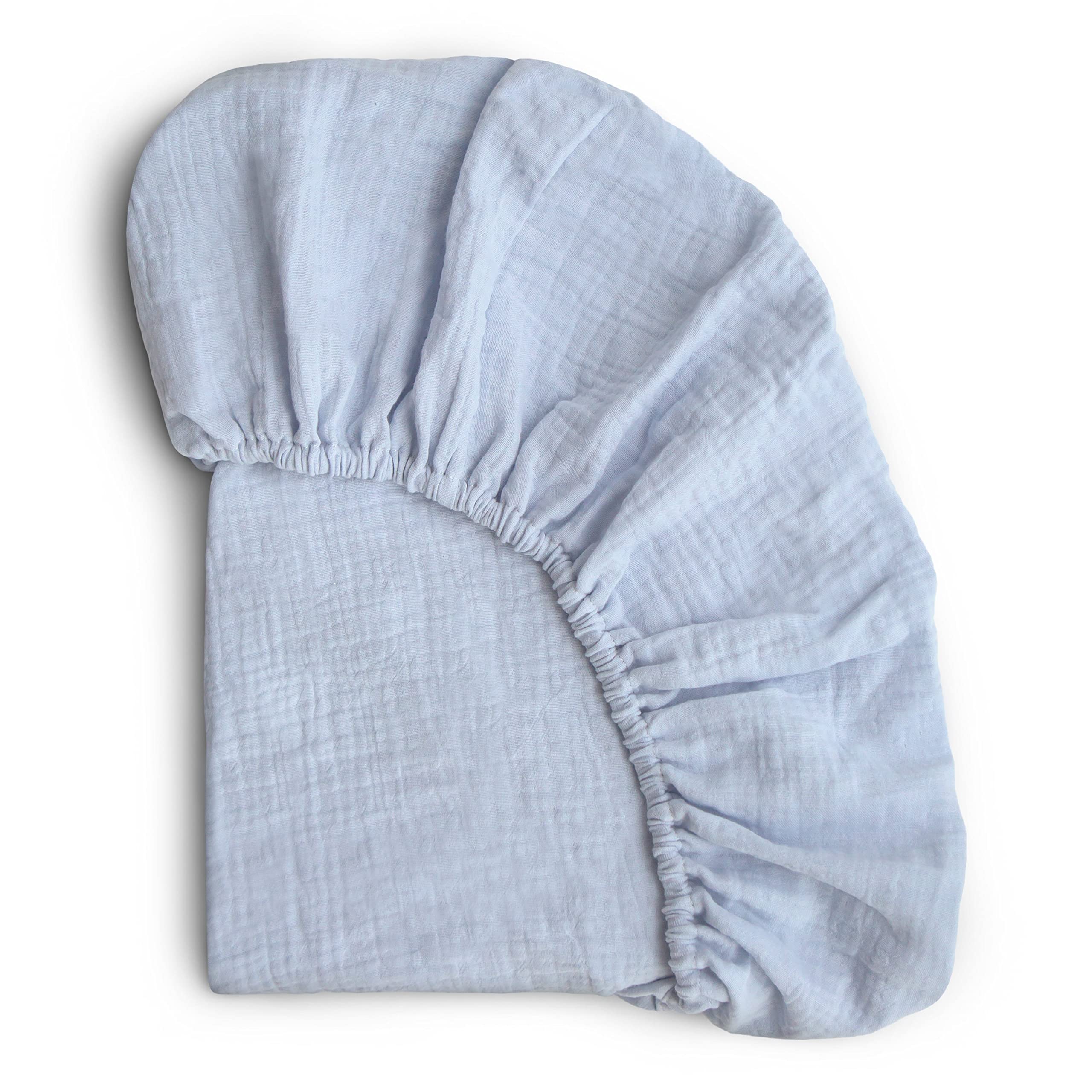 mushie Extra Soft Muslin Fitted Crib Sheet | 192 Thread Count | 28&quot;x 52&quot; (Fog)
