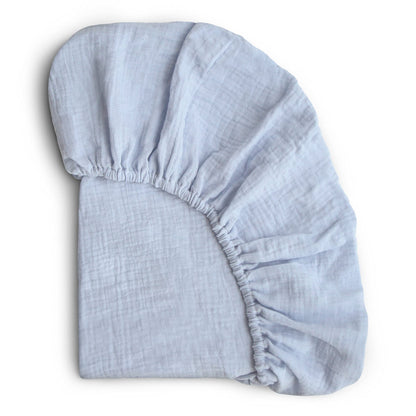 mushie Extra Soft Muslin Fitted Crib Sheet | 192 Thread Count | 28&quot;x 52&quot; (Fog)