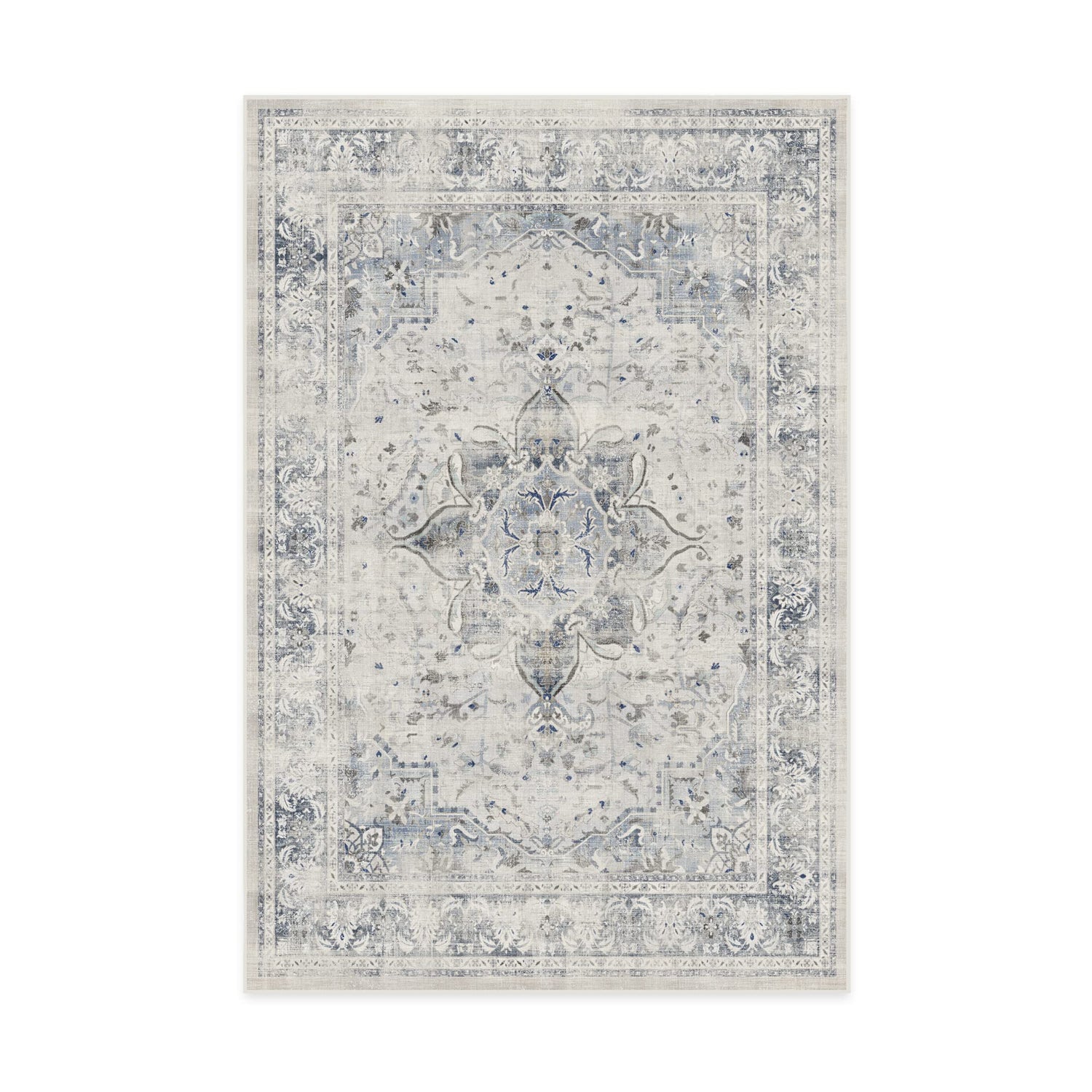 RUGGABLE – Sarrah Blue Quartz – Machine Washable Runner Rug – Pet &amp; Child Friendly – Stain &amp; Water Resistant – Non-Slip – 2.5&