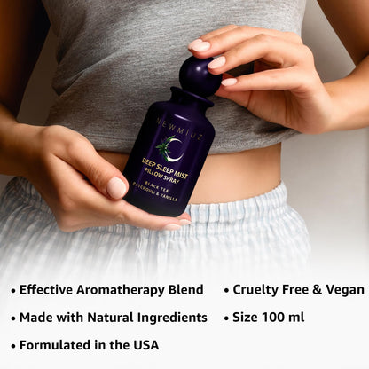 Deep Sleep Pillow Spray Patchouli Black Tea Vanilla Essential Oils Natural Fast Acting Aromatherapy Mist for Restful Sleep Relaxation Calming Stress Relief Bedtime &amp; Shower Spray Luxury Self care Gift