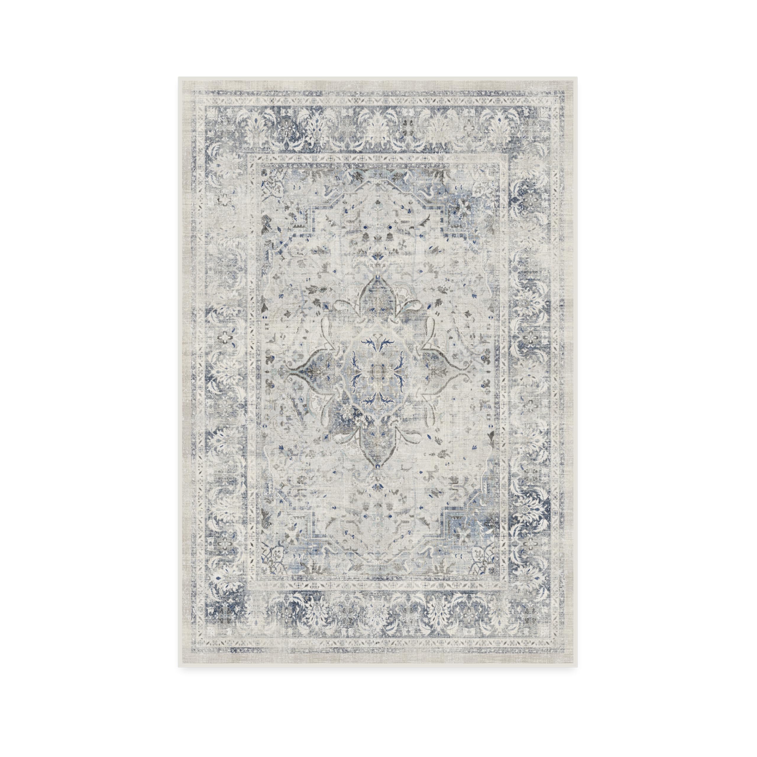 RUGGABLE – Sarrah Blue Quartz – Machine Washable Runner Rug – Pet &amp; Child Friendly – Stain &amp; Water Resistant – Non-Slip – 2.5&