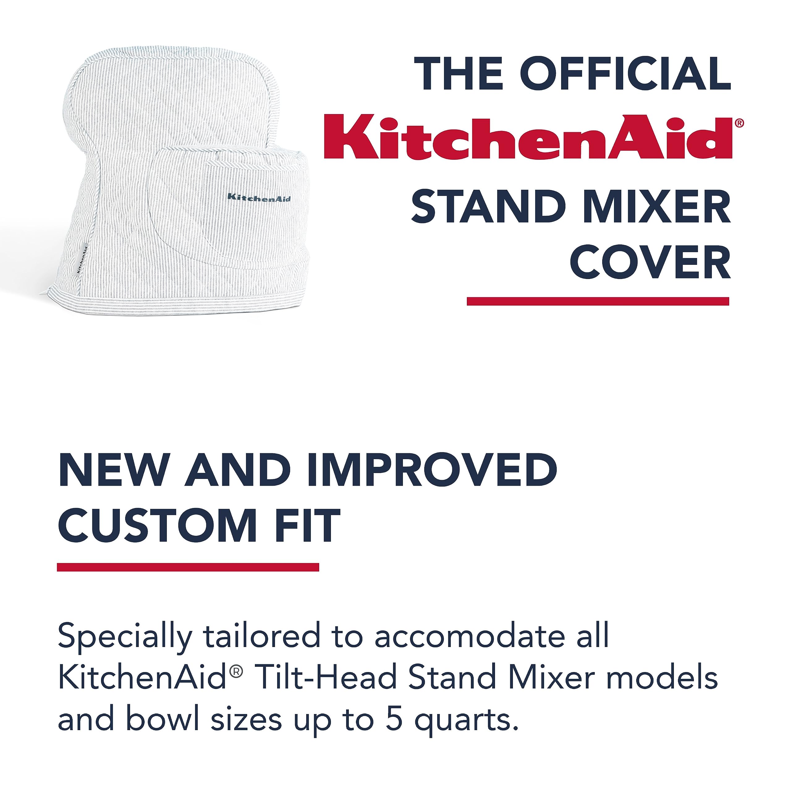 KITCHENAID Fitted Tilt-Head Solid Stand Mixer Cover with Storage Pocket, Quilted 100% Cotton, Milkshake, 14.4&quot;x18&quot;x10&quot;