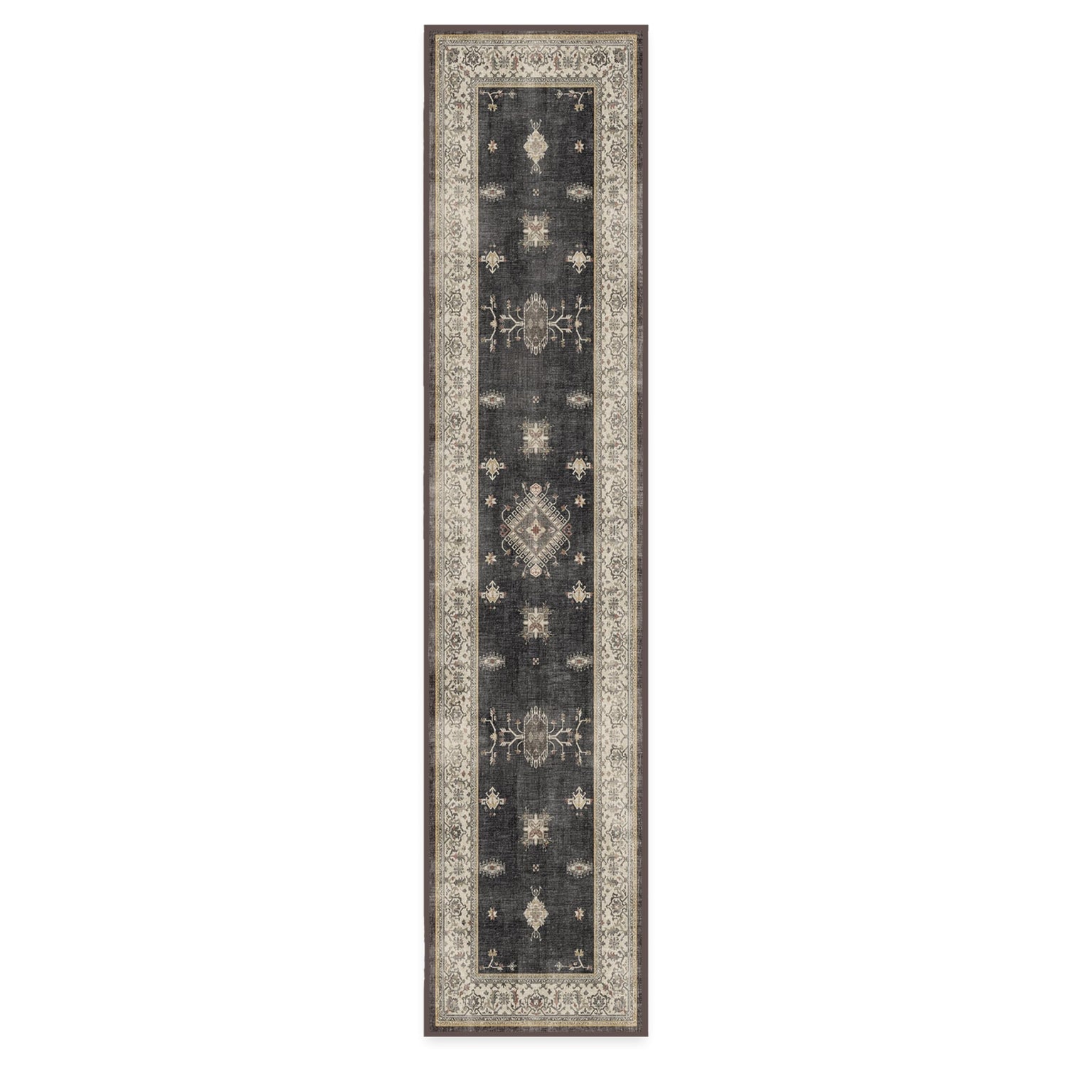 RUGGABLE – Verena Dark Wood – Machine Washable Runner Rug – Pet &amp; Child Friendly – Stain &amp; Water Resistant – Non-Slip – 2.5&