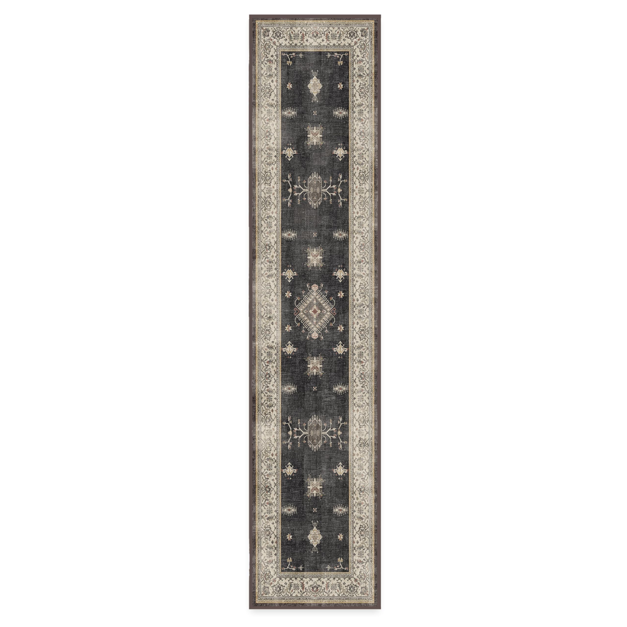 RUGGABLE – Verena Dark Wood – Machine Washable Runner Rug – Pet &amp; Child Friendly – Stain &amp; Water Resistant – Non-Slip – 2.5&