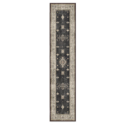 RUGGABLE – Verena Dark Wood – Machine Washable Runner Rug – Pet &amp; Child Friendly – Stain &amp; Water Resistant – Non-Slip – 2.5&