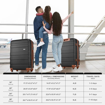 Merax 3 Pcs ABS Hardside Luggage Sets TSA Lock Spinner Wheel Suitcases, Pearly White, 20/24/28 Inch
