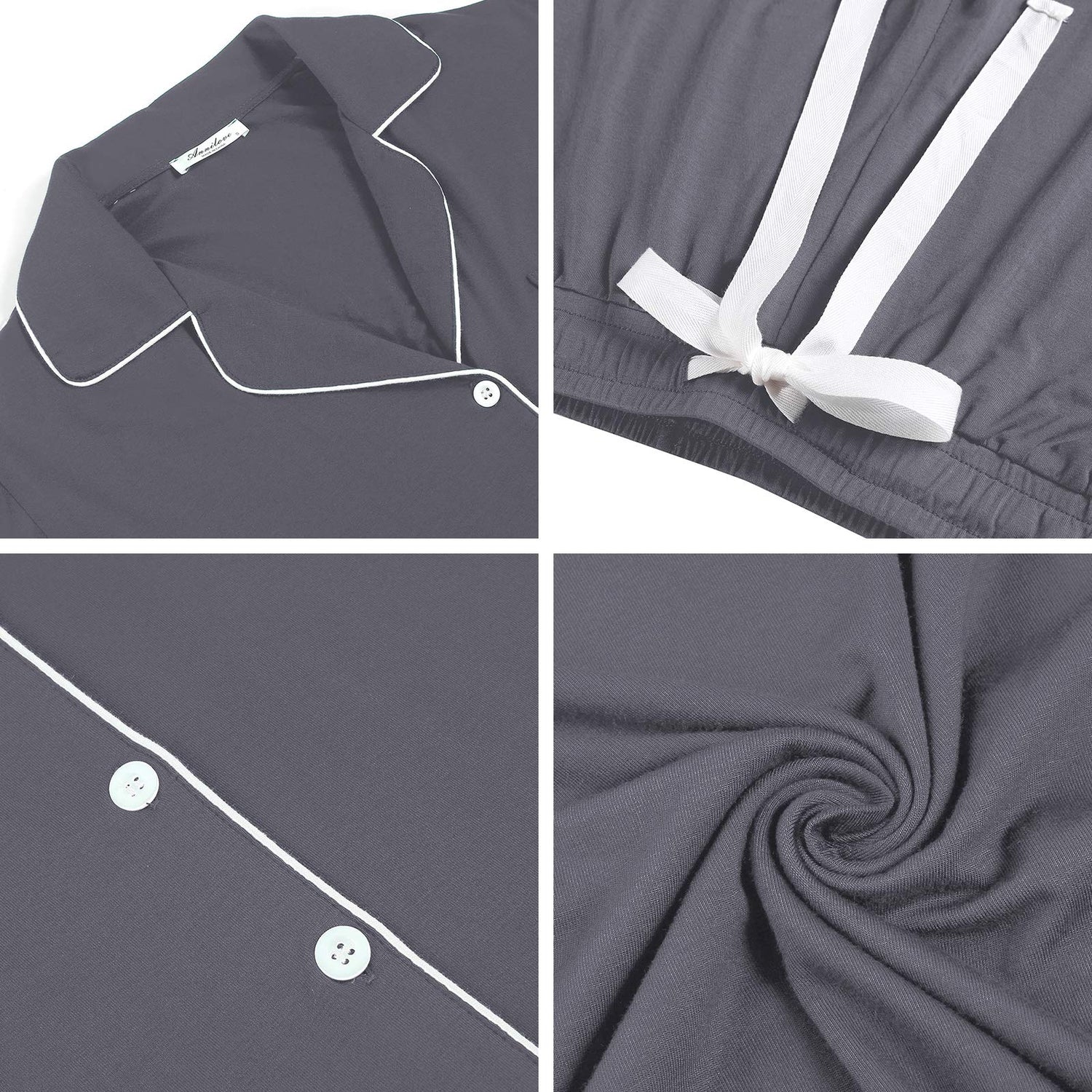 Senert Pajamas Set For Women Short Sleeve Sleepwear Soft Button Down Pjs Set Nightwear Lounge Sets S-XXL