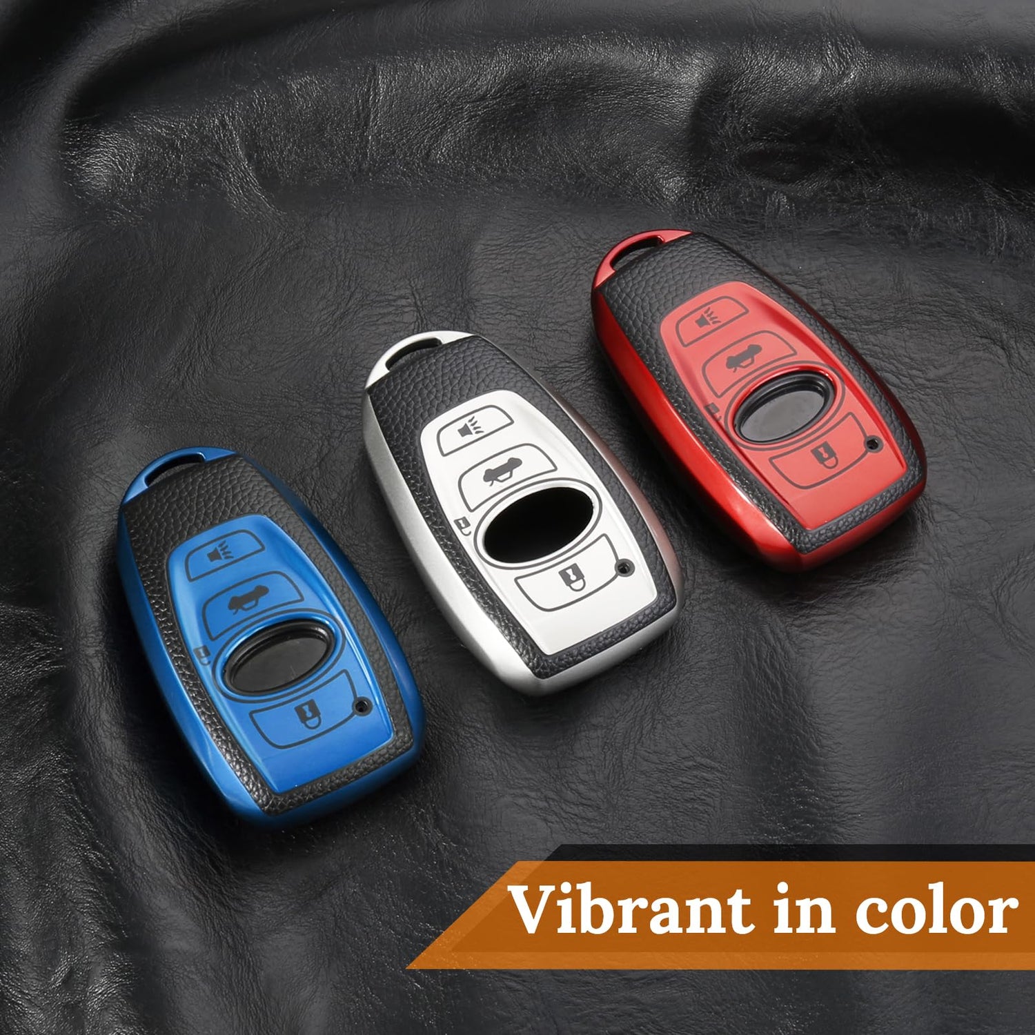 Cadillac Key Fob Cover with Metal Braided Rope Keychain, Upgraded Soft Key Case for 2015-2019 Escalade CTS SRX XT5 ATS STS CT6 (5 Button) (Gold Edge)