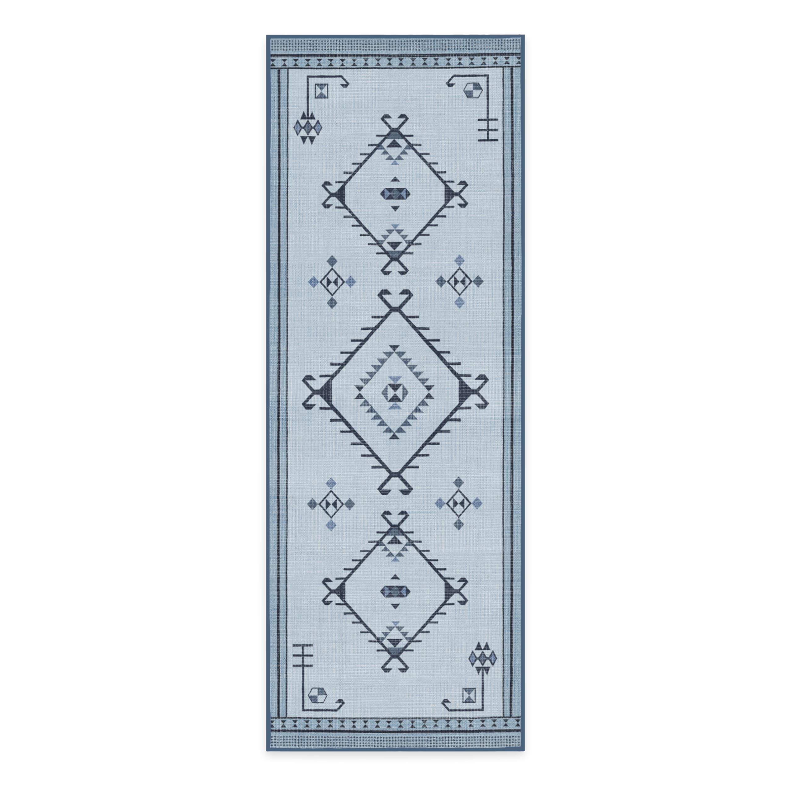 RUGGABLE Damali Runner Rug - Perfect Boho Washable Rug for Entryway Hallway Kitchen - Pet &amp; Child Friendly - Non-Toxic - Stain &amp; Water Resistant - Black &amp; White 2.5&