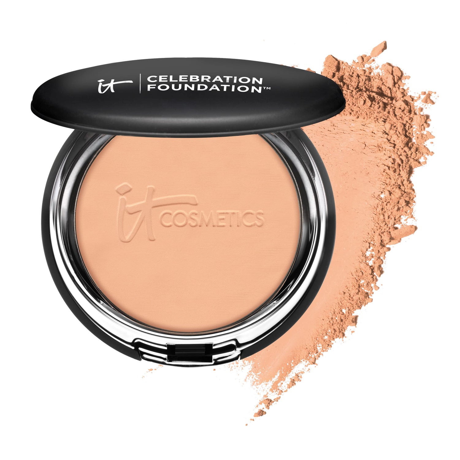 IT Cosmetics Celebration Foundation - Full-Coverage, Anti-Aging Powder Foundation - Blurs Pores, Wrinkles &amp; Imperfections - With Hydrolyzed Collagen &amp; Hyaluronic Acid - 0.3 oz