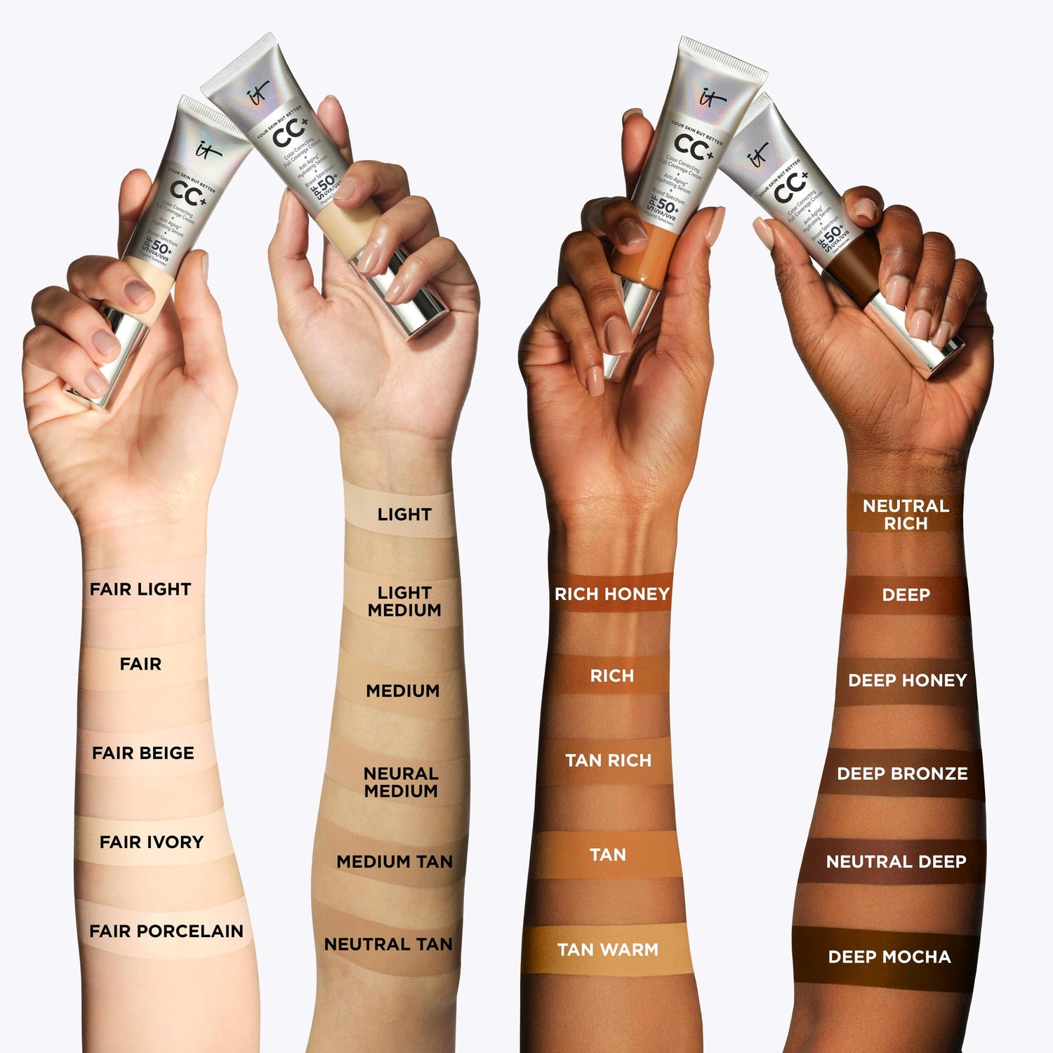 IT Cosmetics Your Skin But Better CC+ Cream - Color Correcting Cream, Full-Coverage Foundation, Hydrating Serum &amp; SPF 50+ Sunscreen - Natural Finish - 1.08 fl oz