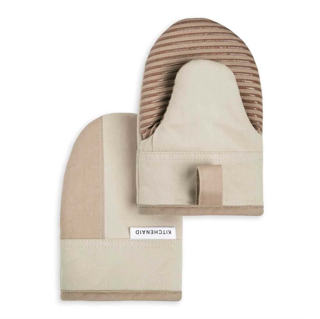 KitchenAid Beacon Two-Tone Non-Slip Mini Oven Mitt Set, Milkshake/Beige, 5.5&quot;x8&quot;, 2 Piece