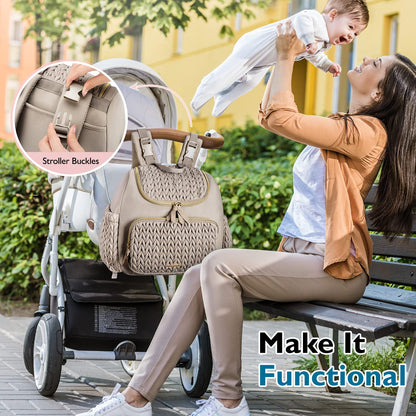 mommore Diaper Bag Small Diaper Backpack Stylish Baby Backpacks Travel Mini Maternity Bags with Insulated Pockets, Changing Pad, Stroller Straps