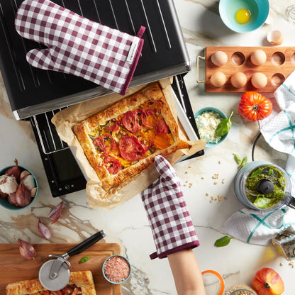 KitchenAid Gingham Oven Mitt 2-Pack Set, Milkshake, 7&quot;x13&quot;