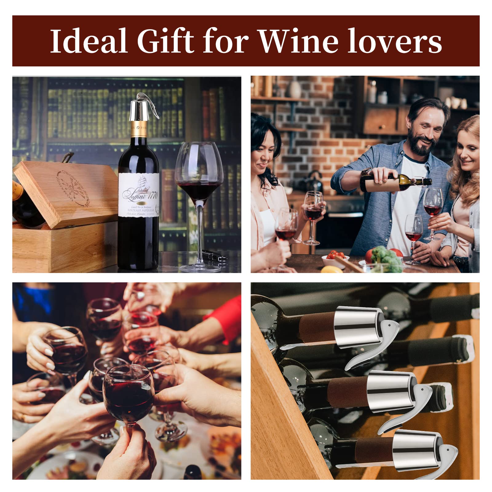 [2 PACK]Wine Bottle Stoppers,Real Vacuum Wine Stoppers,Reusable Wine Preserver,Wine Corks Keep Fresh,Best Gifts for Wine Lovers for christmas gifts.