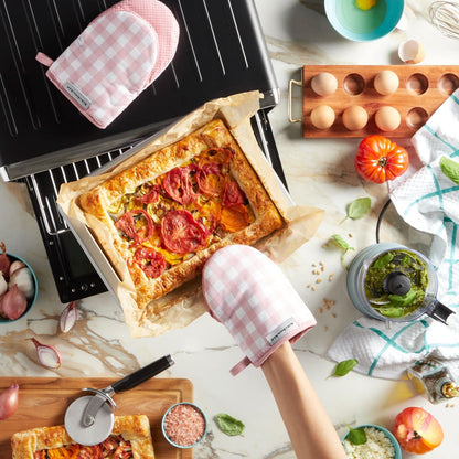 KitchenAid Gingham Mini Oven Mitt 2-Pack Set, Dried Rose, 5.5&quot;x8&quot;