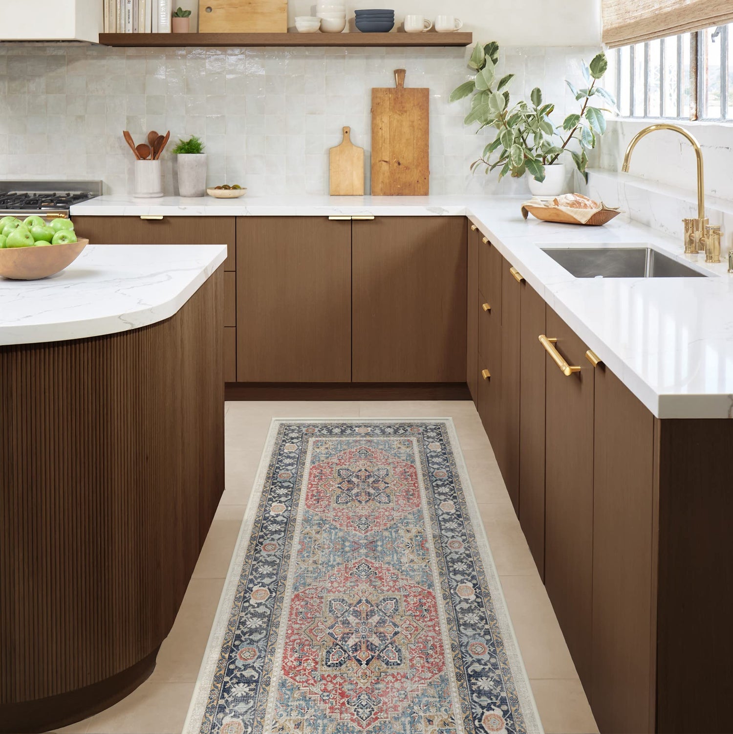 RUGGABLE Kamran Washable Rug - Perfect Vintage Area Rug for Living Room Bedroom Kitchen - Pet &amp; Child Friendly - Stain &amp; Water Resistant - Hazel 5&