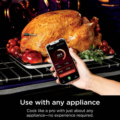Ninja ProChef Wireless Meat Thermometer Indoor &amp; Outdoor, for Grill, Oven, Smoking, Roasting, air Frying, Long Range app Connection, flareup Resistant, Long Battery Life, Bluetooth, Waterproof, WP100
