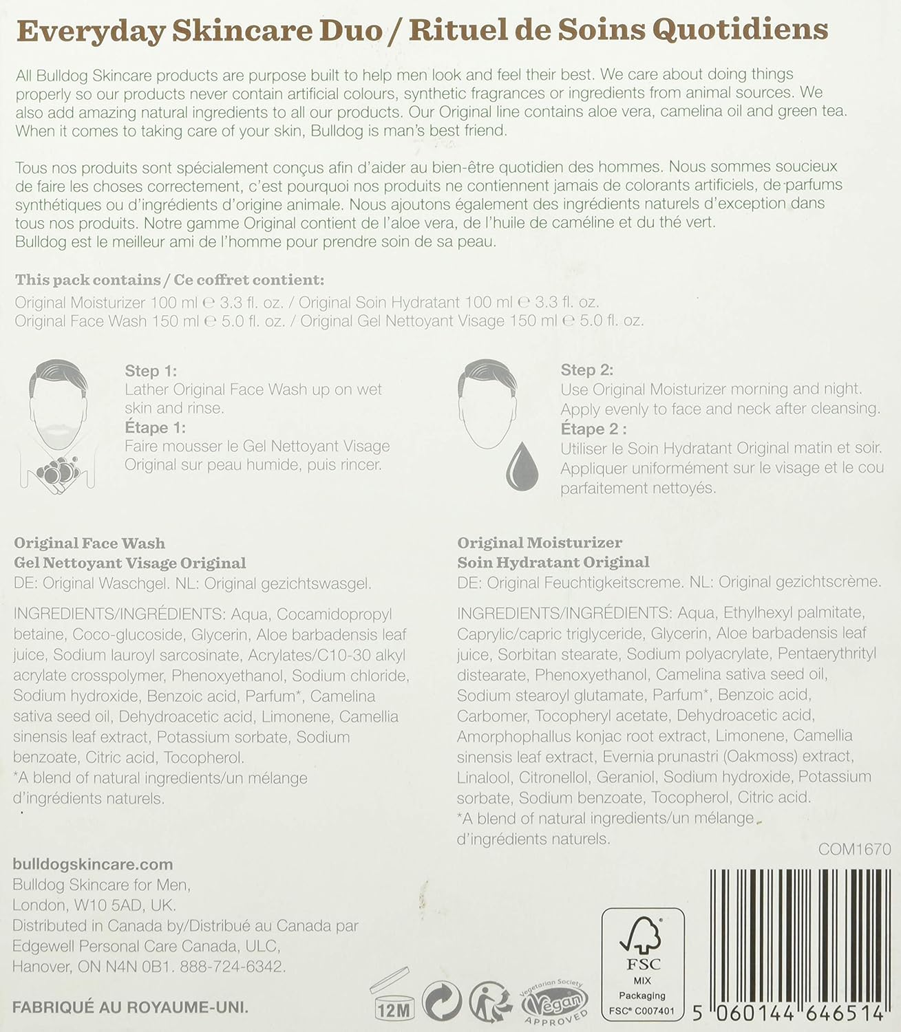 Bulldog everyday Skincare Duo Set, 1 Face Wash, 1 Moisturizer, 1 Count