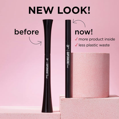 IT Cosmetics Superhero Liquid Eyeliner Pen, Black - 24-Hour Waterproof Formula Won’t Smudge or Fade - With Peptides, Collagen, Biotin &amp; Kaolin Clay - 0.03 fl oz