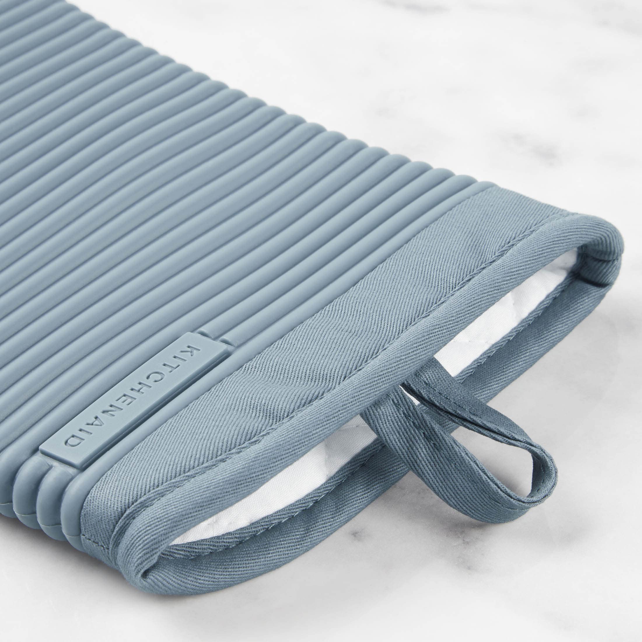 KitchenAid Ribbed Soft Silicone Oven Mitt Set, 7&quot;x13&quot;, Milkshake 2 Count