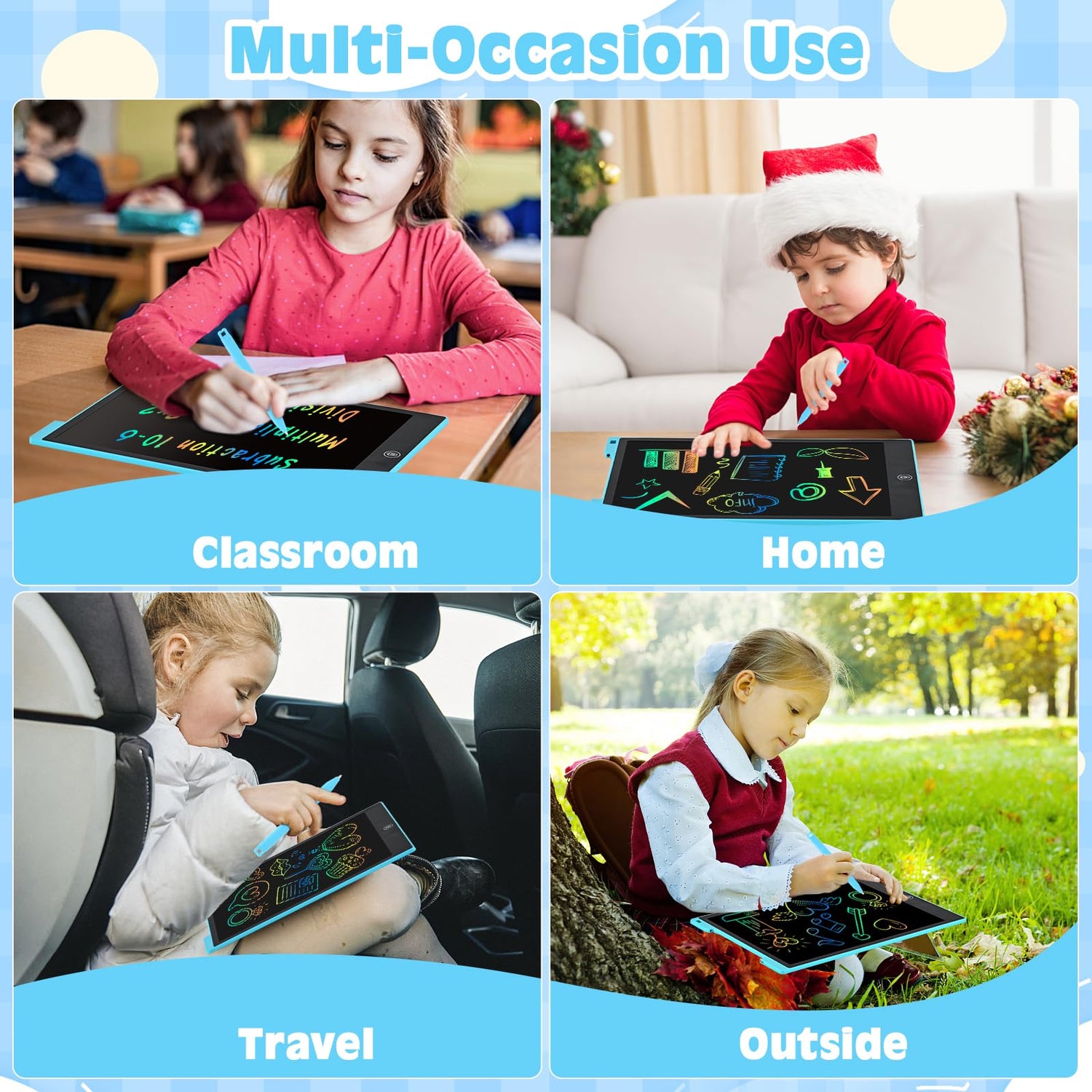 cimetech 2 Pack LCD Writing Tablet for Kids Toys, Colorful Drawing Tablet Doodle Board Writing Pad for Toddler Gifts, Kids Travel Essentials, Christmas Stocking Stuffers for 3-12 Years Boys Girls