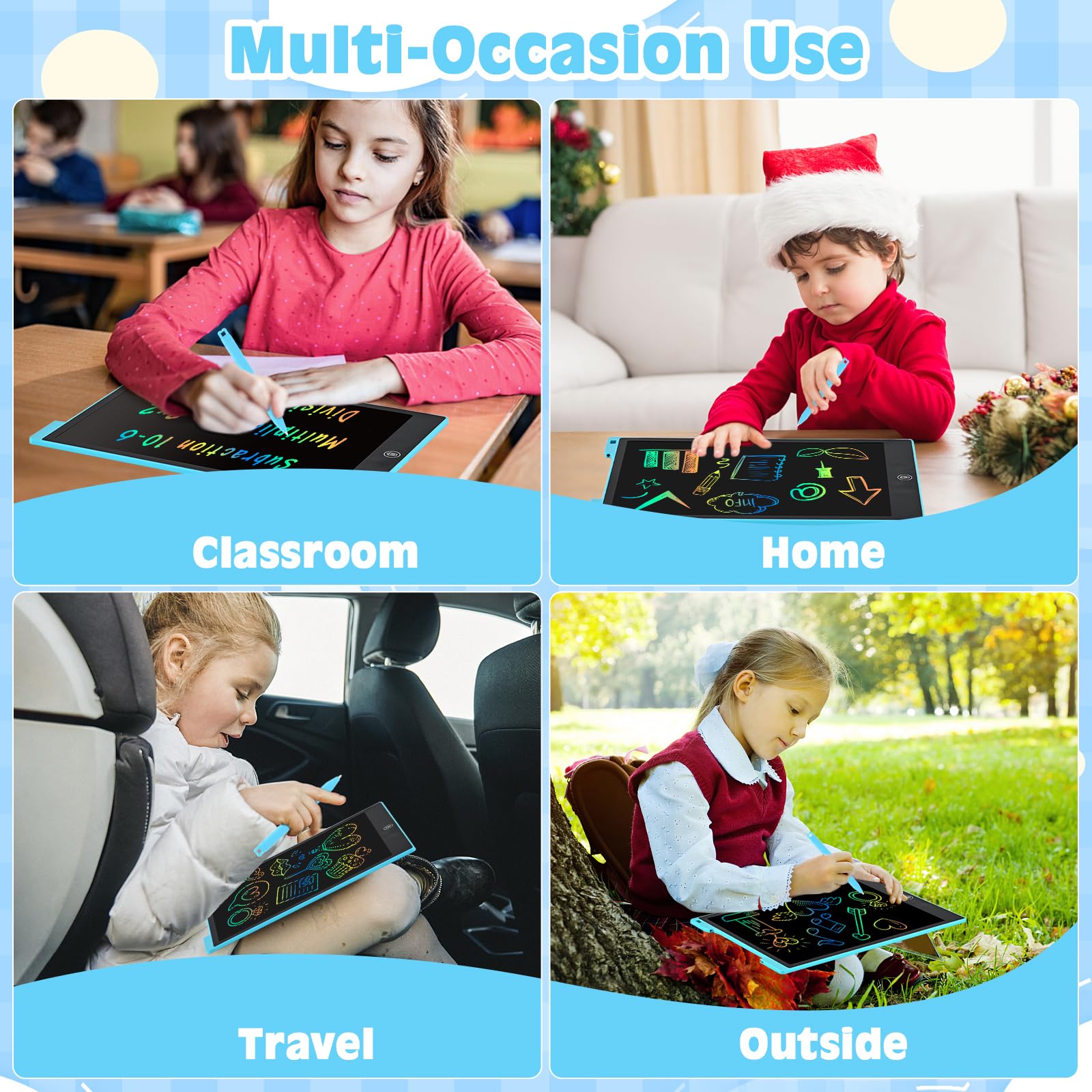 cimetech 2 Pack LCD Writing Tablet for Kids Toys, Colorful Drawing Tablet Doodle Board Writing Pad for Toddler Gifts, Kids Travel Essentials, Christmas Stocking Stuffers for 3-12 Years Boys Girls