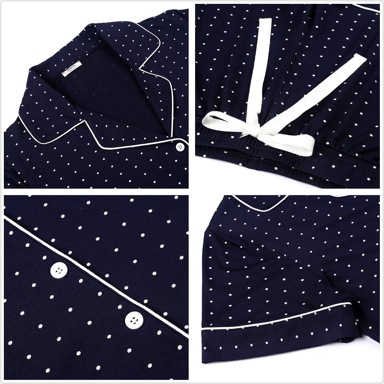 Senert Pajamas Set For Women Short Sleeve Sleepwear Soft Button Down Pjs Set Nightwear Lounge Sets S-XXL