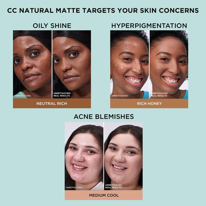 IT Cosmetics CC+ Cream Natural Matte Foundation with SPF 40 - Shine-Reducing &amp; Long-Wear Full Coverage Foundation For Oily Skin - With Hyaluronic Acid - Fragrance Free &amp; Non-Comedogenic - 1.08 fl oz