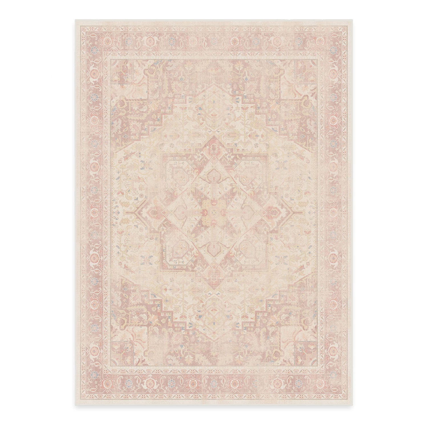 RUGGABLE Kamran Washable Rug - Perfect Vintage Area Rug for Living Room Bedroom Kitchen - Pet &amp; Child Friendly - Stain &amp; Water Resistant - Hazel 5&