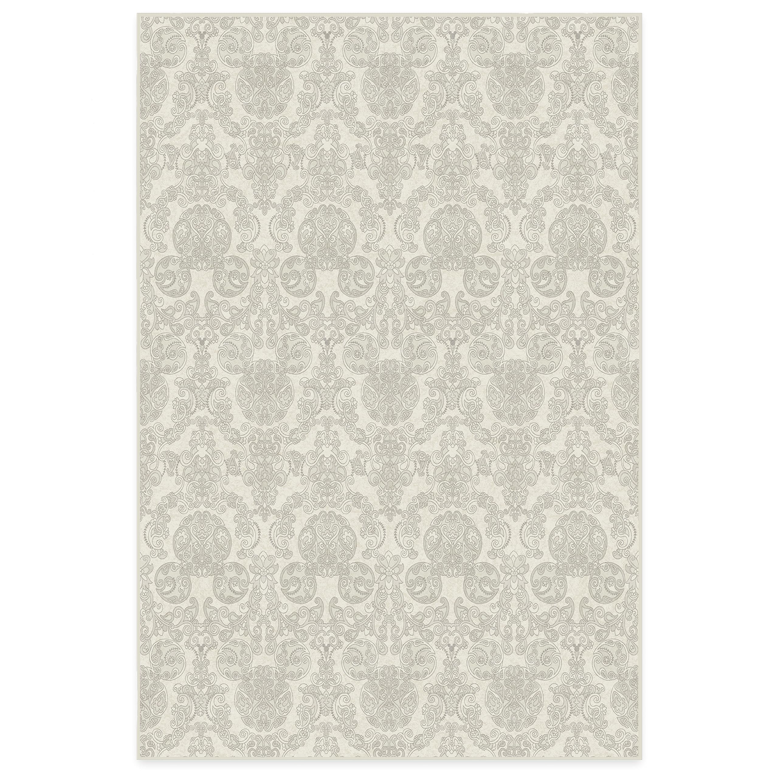 RUGGABLE Disney Traditional Mickey Mouse Washable Rug - Perfect Area Rug for Nursery Playroom Kids Room - Pet &amp; Child Friendly - Stain &amp; Water Resistant - Damask Grey 3&