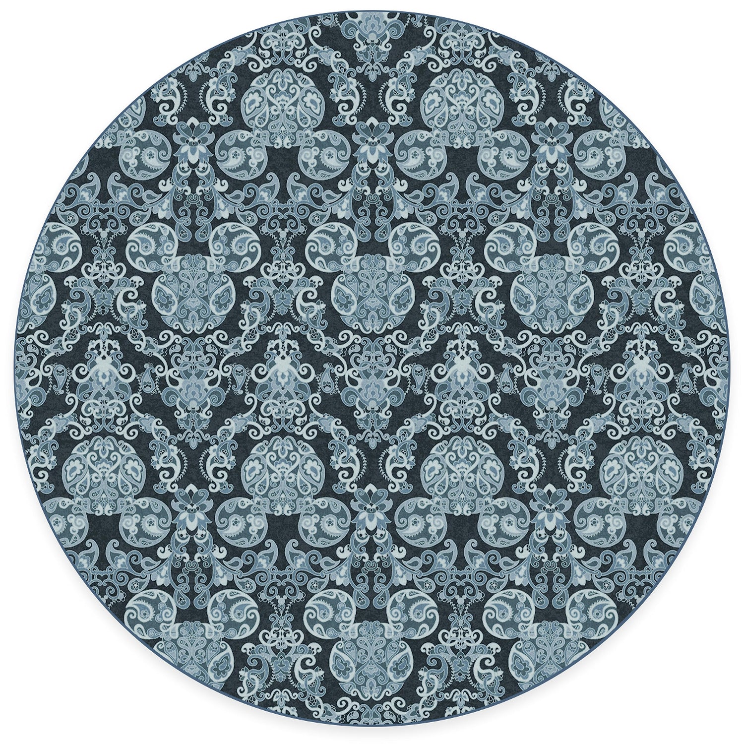 RUGGABLE Disney Traditional Mickey Mouse Washable Rug - Perfect Area Rug for Nursery Playroom Kids Room - Pet &amp; Child Friendly - Stain &amp; Water Resistant - Damask Grey 3&