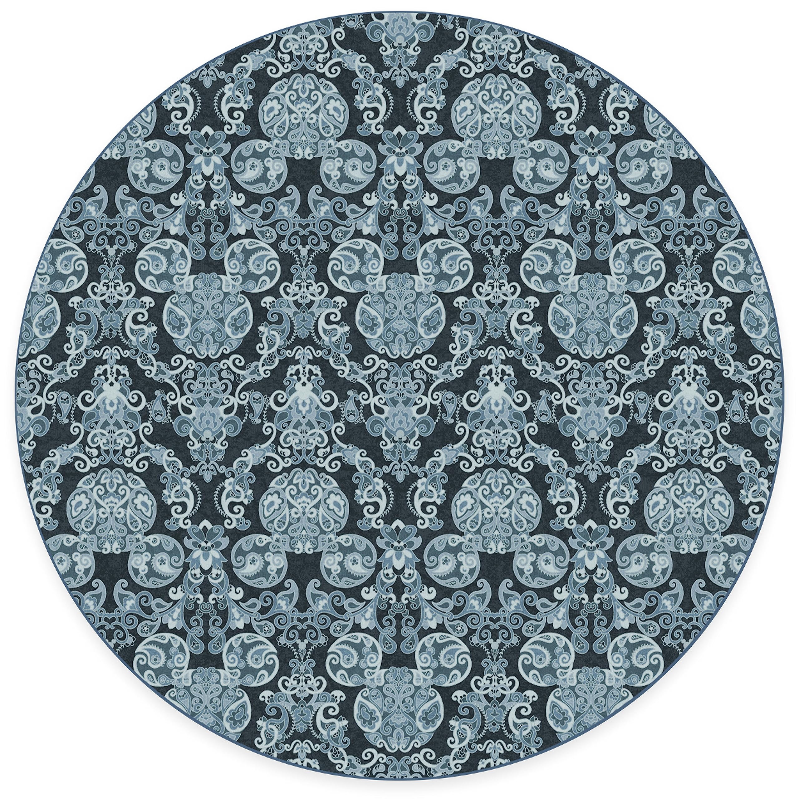 RUGGABLE Disney Traditional Mickey Mouse Washable Rug - Perfect Area Rug for Nursery Playroom Kids Room - Pet &amp; Child Friendly - Stain &amp; Water Resistant - Damask Grey 3&