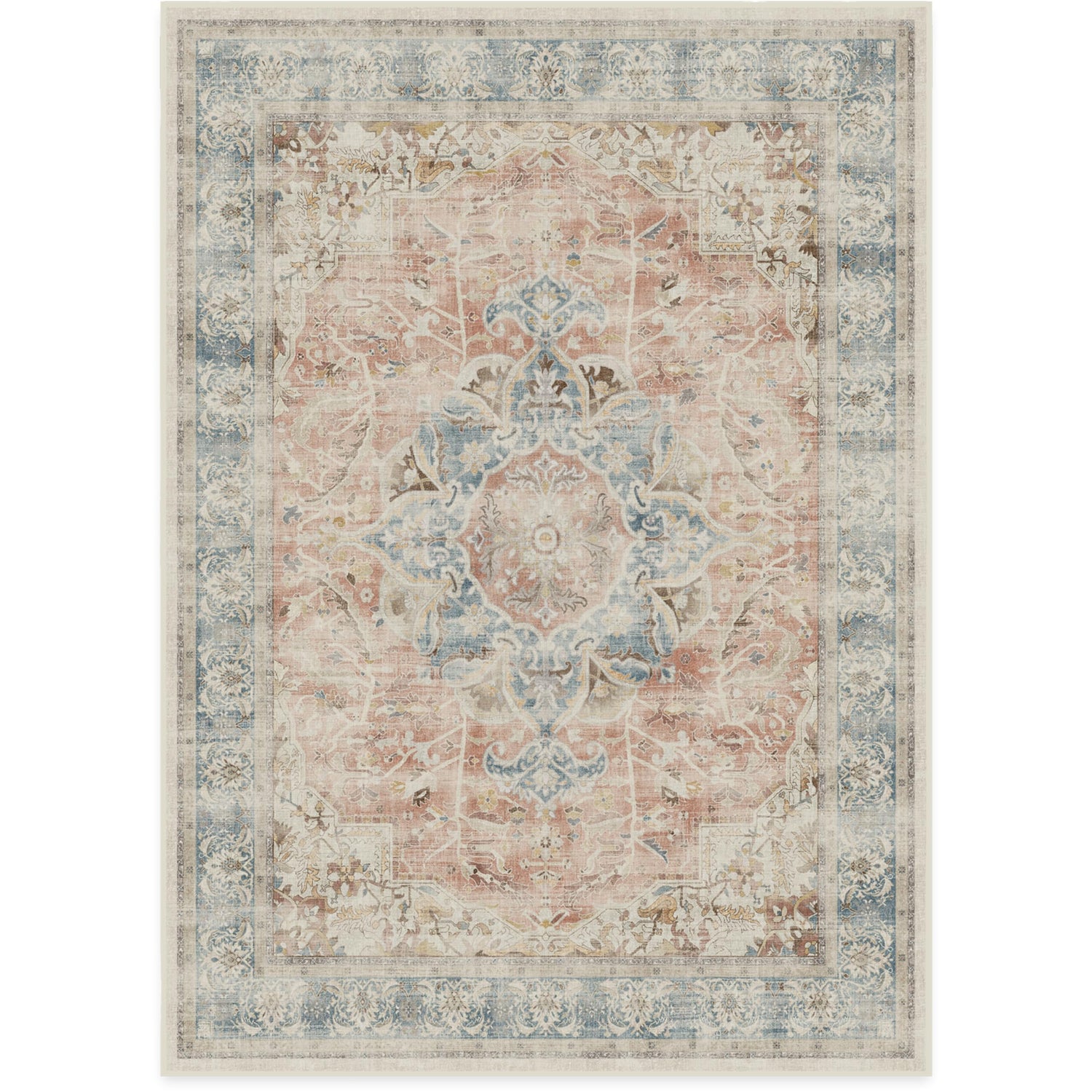 RUGGABLE – Sarrah Blue Quartz – Machine Washable Runner Rug – Pet &amp; Child Friendly – Stain &amp; Water Resistant – Non-Slip – 2.5&