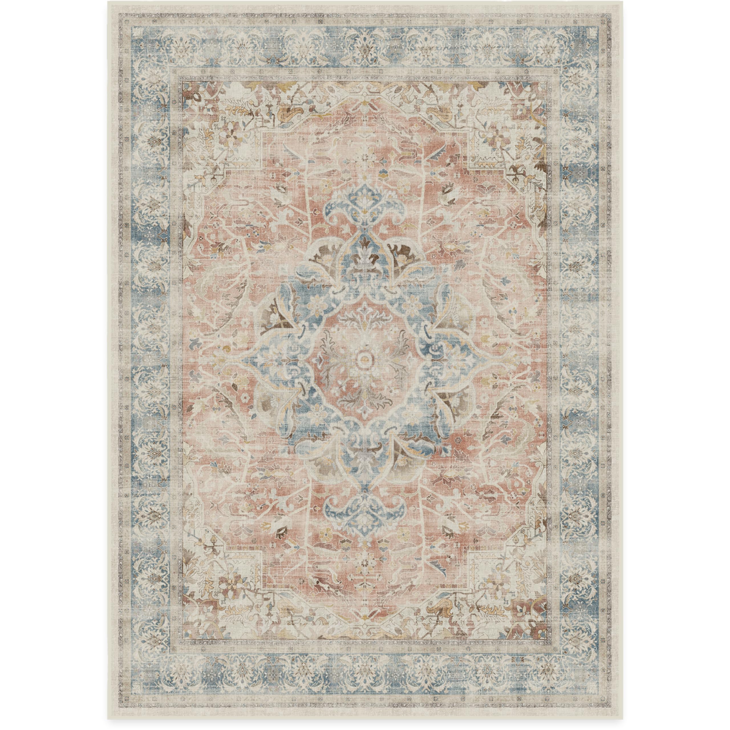 RUGGABLE – Sarrah Blue Quartz – Machine Washable Runner Rug – Pet &amp; Child Friendly – Stain &amp; Water Resistant – Non-Slip – 2.5&