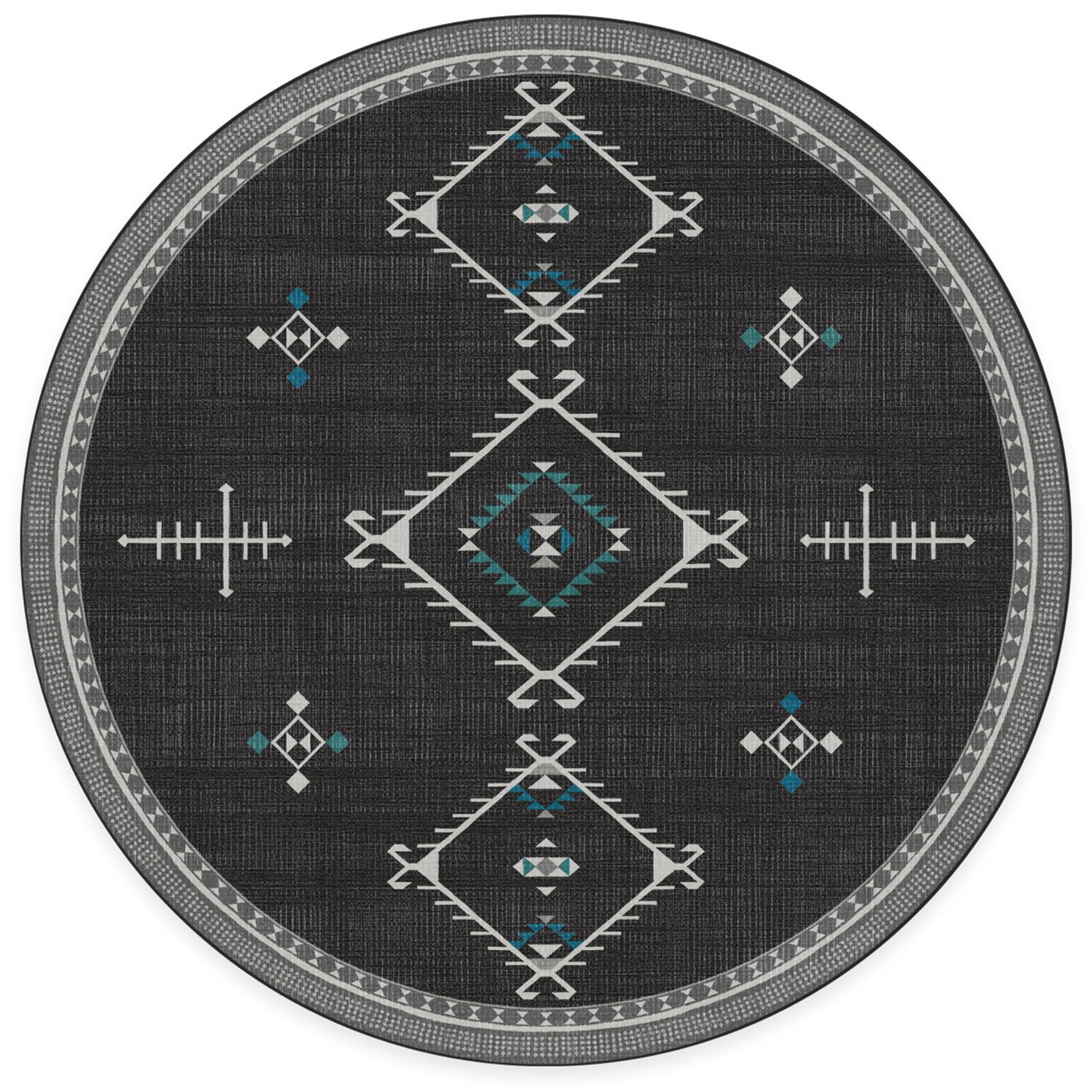 RUGGABLE Damali Runner Rug - Perfect Boho Washable Rug for Entryway Hallway Kitchen - Pet &amp; Child Friendly - Non-Toxic - Stain &amp; Water Resistant - Black &amp; White 2.5&